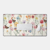 Waterverf Wildbloemen Voorjaars zomerweide Bureaumat (Keyboard & Muis)