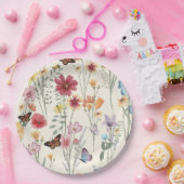 Waterverf Wildbloemen Voorjaars zomerweide Papieren Bordje (Feest)