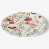 Waterverf Wildbloemen Voorjaars zomerweide Papieren Bordje (Gekanteld)