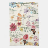 Waterverf Wildbloemen Voorjaars zomerweide Theedoek (Verticaal)