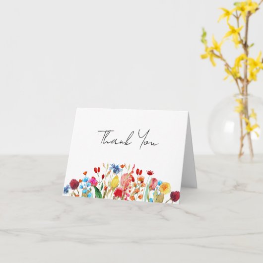 Waterverf Wildbloemen Vrijgezellenfeest Dank je au Kaart (Gele Bloem)