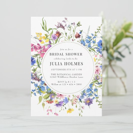 Waterverf Wildbloemen Vrijgezellenfeest Kaart (Staand voorkant)