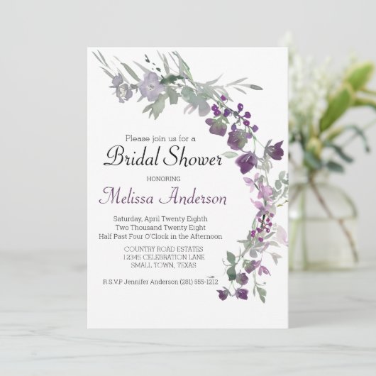 Waterverf Wildbloemen Vrijgezellenfeest lavender Kaart (Staand voorkant)