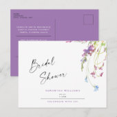 Waterverf Wildbloemen Vrijgezellenfeest lavender Uitnodiging Briefkaart (Voorkant / Achterkant)