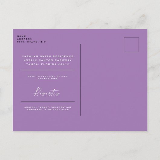 Waterverf Wildbloemen Vrijgezellenfeest lavender Uitnodiging Briefkaart (Achterkant)