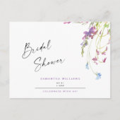 Waterverf Wildbloemen Vrijgezellenfeest lavender Uitnodiging Briefkaart (Voorkant)