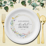Waterverf Wildbloemen Vrijgezellenfeest Papieren Bordje<br><div class="desc">Stijlvolle vrijgezellenfeesten papieren borden zijn voorzien van een sierlijke waterverf wildflower krans en uw gegevens in chique letters. Overeenkomende items in ons collectie.</div>