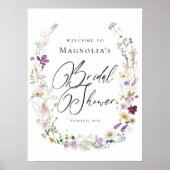 Waterverf Wildbloemen Vrijgezellenfeest Welkomstte Poster (Voorkant)