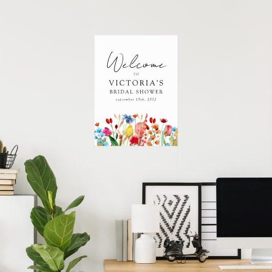 Waterverf Wildbloemen Vrijgezellenfeest Welkomstte Poster (Thuiskantoor)