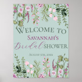 Waterverf Wildbloemen Vrijgezellenfeest Welkomstte Poster (Voorkant)