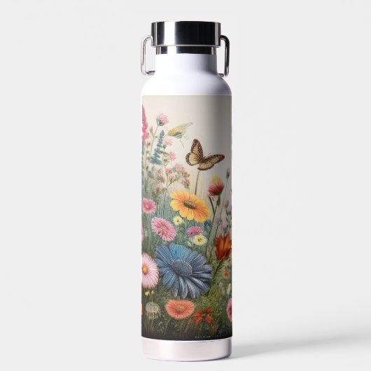 Waterverf Wildbloemen Waterfles (Voorkant)