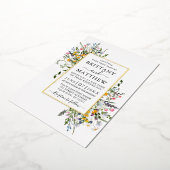 Waterverf Wildbloemen Weddenschap groen goud Folie Uitnodiging (Gedraaid)