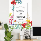 Waterverf Wildbloemen Weddenschap Welkomstteken Poster (Thuiskantoor)