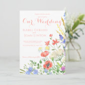 Waterverf Wildbloemen Weddenschappen Kaart (Staand voorkant)