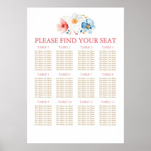 Waterverf Wildbloemen Weddenschappen Poster (Voorkant)