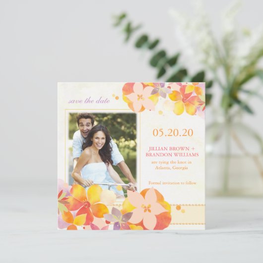 Waterverf Wildbloemen Weduwfoto Save the Date (Staand voorkant)