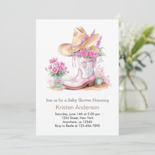 Waterverf Wildbloemen Western Baby shower Kaart (Staand voorkant)