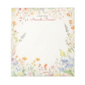 Waterverf Wildbloemen Zachte pastel Bloemen Notitieblok (Voorkant)