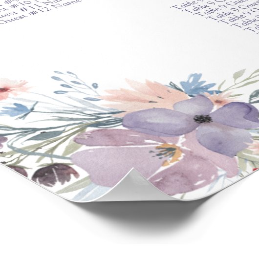 Waterverf Wildbloemen Zitgrafiek 10 Tabellen Poster (Hoek)