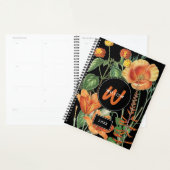 Waterverf Wildbloemen Zwart Oranje monogram Planner (Display)