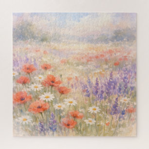 Waterverf Wildbloemenweide Scene Legpuzzel
