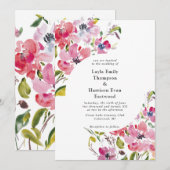 Waterverf Wildbloemproze bloei Weddenschap Kaart (Voorkant / Achterkant)