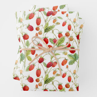 Waterverf Wilde aardbeienpatroon Inpakpapier Vel