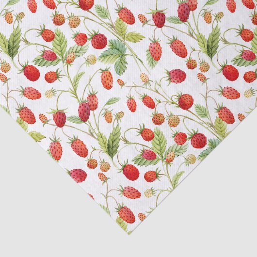 Waterverf Wilde aardbeienpatroon Tissuepapier (Detail)