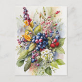 Waterverf Wilde bessen en bloemen Natuur Briefkaart (Voorkant)