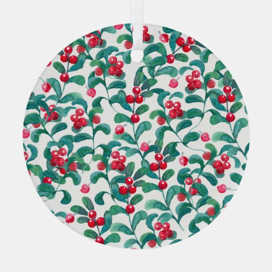 Waterverf wilde bessen, naadloos patroon. glas ornament (Achterkant)