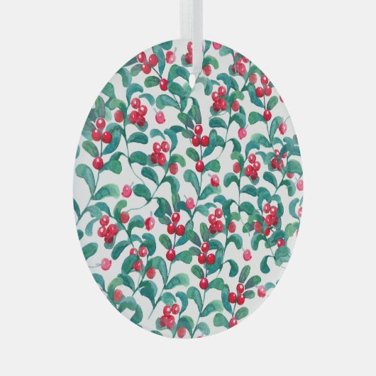 Waterverf wilde bessen, naadloos patroon. glas ornament (Voorkant Rechts)