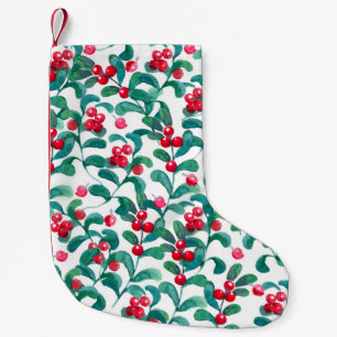 Waterverf wilde bessen, naadloos patroon. kleine kerstsok