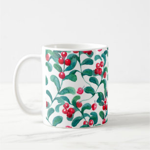 Waterverf wilde bessen, naadloos patroon. koffiemok