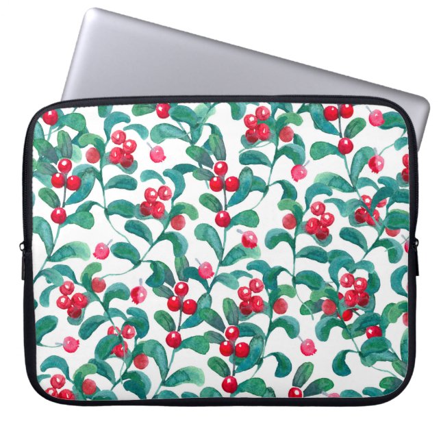 Waterverf wilde bessen, naadloos patroon. laptop sleeve (Voorkant)