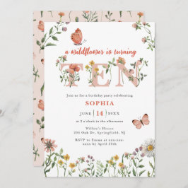 Waterverf Wilde bloem 10e verjaardag Kaart