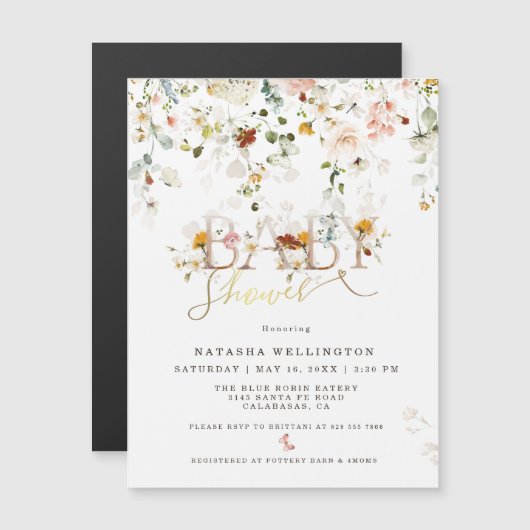 Waterverf Wilde Bloem Baby Borrel Magnetische Kaar (Voorkant / Achterkant)