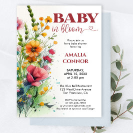 Waterverf Wilde Bloem Baby in Baby shower Bloom Kaart