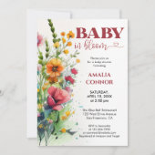 Waterverf Wilde Bloem Baby in Baby shower Bloom Kaart (Voorkant)