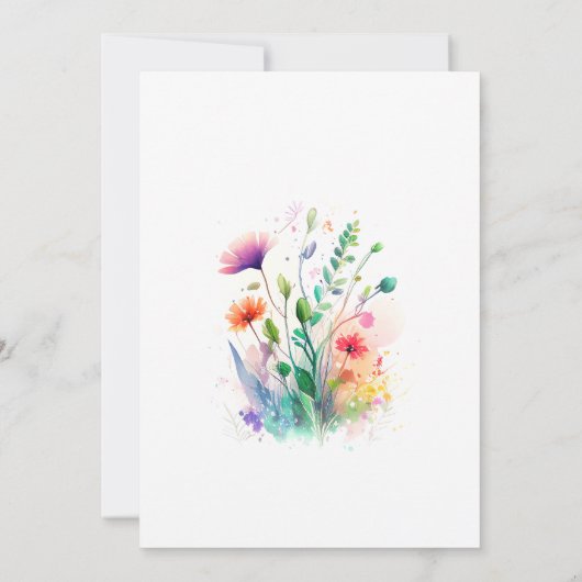 Waterverf Wilde Bloem Baby in Baby shower Bloom Kaart (Achterkant)