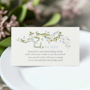 Waterverf Wilde Bloem Baby Shower Boeken voor Baby Informatiekaartje