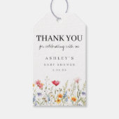 Waterverf Wilde Bloem Baby Shower Cadeaulabel (Voorkant)