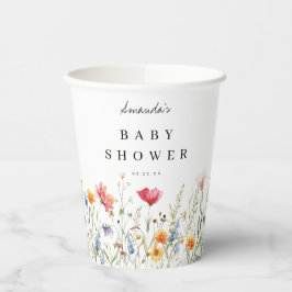 Waterverf Wilde Bloem Baby Shower Papieren Bekers