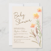 Waterverf Wilde Bloem Baby Shower Uitnodiging (Voorkant)
