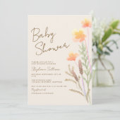 Waterverf Wilde Bloem Baby Shower Uitnodiging (Staand voorkant)