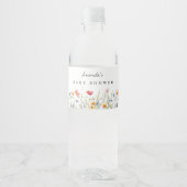 Waterverf Wilde Bloem Baby Shower Waterfles Etiket (Voorkant)