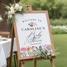 Waterverf Wilde Bloem Baby Shower Welkom Bord Poster
