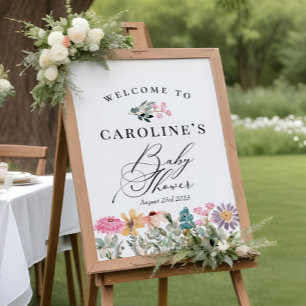 Waterverf Wilde Bloem Baby Shower Welkom Bord Poster