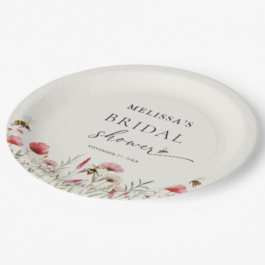 Waterverf wilde bloem bedoeld om Vrijgezellenfeest Papieren Bordje (Gekanteld)