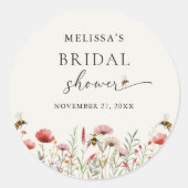 Waterverf wilde bloem bedoeld om Vrijgezellenfeest Ronde Sticker (Voorkant)