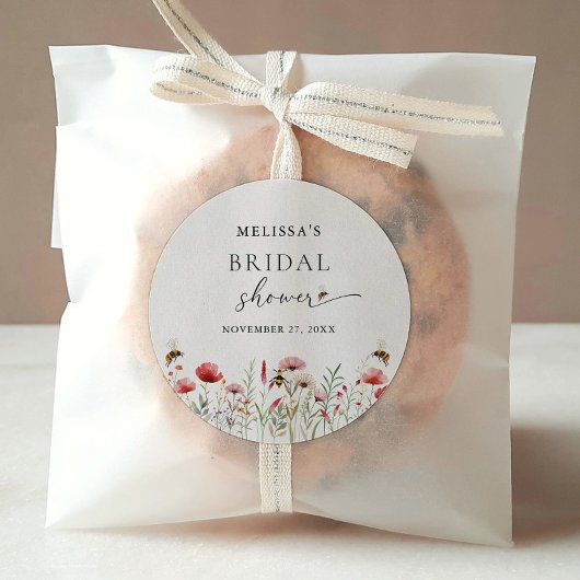 Waterverf wilde bloem bedoeld om Vrijgezellenfeest Ronde Sticker